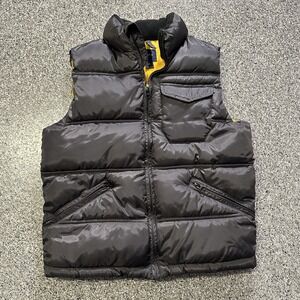 Gap Kids Puffer Vest Size L 10 Youth Boys Jacket Full Zip Gray Yellow
